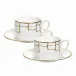 Alligator Gold With Crystal Tea Cup & Saucer Set Of 2