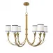 River Reed Chandelier Small Antique Gold Leaf with Navy Shade