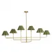 Polly Metal Chandelier Natural Brass with Green Scalloped Shade