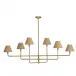 Polly Metal Chandelier Natural Brass with Rattan Shades