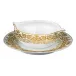 Chelsea Gold White Sauce boat and stand Round 7.5 in.