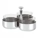 Elite Relish Dish 3 Comp. W/Crystal Insert Round 3 3/8 Silverplated
