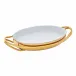 New Living Oval Porcelain Dish Set 15 3/8X10 5/8 Pvd Gold Mirror