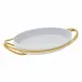 New Living Oval Porcelain Dish Set 15 3/8X10 5/8 Pvd Gold Mirror