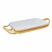 New Living Rectangular Porcelain Dish Set 16 1/8X10 5/8 Pvd Gold Mirror