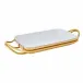 New Living Rectangular Porcelain Dish Set 16 1/8X10 5/8 Pvd Gold Hi-Tech