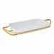 New Living Rectangular Porcelain Dish Set 16 1/8X10 5/8 Pvd Gold Hi-Tech