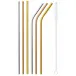 Mix & Play Straws Set 6 Pcs With Brush 3 Pcs Straight, 3Pcs Curved Round 1/4 Pvd Assorted - Black, Gold, Copper