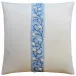 Ashoka Slubby Linen Ivory Ashoka Ivory and Blue Tape Pillow