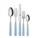 Gingham Light Blue 5-Pc Setting (Dinner Knife, Dinner Fork, Soup Spoon, Salad Fork, Teaspoon)