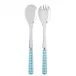 Gingham Turquoise 2-Pc Salad Serving Set 10.25" (Fork, Spoon)