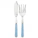 Gingham Light Blue 2-Pc Fish Serving Set 11" (Knife, Fork)