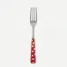 White Dots Red Salad Fork 7.5"