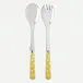 White Dots Yellow Salad Serving Set 10.25" (Serving Fork, Serving Spoon)