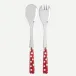 White Dots Red Salad Serving Set 10.25" (Serving Fork, Serving Spoon)