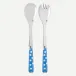 White Dots Light Blue 2-Pc Salad Serving Set 10.25" (Fork, Spoon)