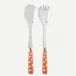 White Dots Orange Salad Serving Set 10.25" (Serving Fork, Serving Spoon)