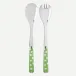 White Dots Garden Green 2-Pc Salad Serving Set 10.25" (Fork, Spoon)