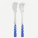 White Dots Lapis Blue Salad Serving Set 10.25" (Serving Fork, Serving Spoon)