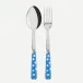 White Dots Light Blue 2-Pc Serving Set 10.25" (Fork, Spoon)