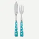 White Dots Turquoise Fish Set 8.25" (Knife, Fork)