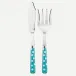 White Dots Turquoise 2-Pc Fish Serving Set 11" (Knife, Fork)