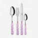 White Dots Pink 4-Pc Setting (Dinner Knife, Dinner Fork, Soup Spoon, Teaspoon)