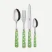 White Dots Garden Green 5-Pc Setting (Dinner Knife, Dinner Fork, Soup Spoon, Salad Fork, Teaspoon)