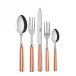 White Stripe Orange 5-Pc Setting (Dinner Knife, Dinner Fork, Soup Spoon, Salad Fork, Teaspoon)