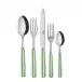 White Stripe Garden Green 5-Pc Setting (Dinner Knife, Dinner Fork, Soup Spoon, Salad Fork, Teaspoon)