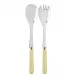 White Stripe Yellow 2-Pc Salad Serving Set 10.25" (Fork, Spoon)