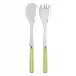 White Stripe Lime 2-Pc Salad Serving Set 10.25" (Fork, Spoon)