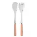 White Stripe Orange 2-Pc Salad Serving Set 10.25" (Fork, Spoon)