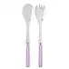 White Stripe Pink 2-Pc Salad Serving Set 10.25" (Fork, Spoon)