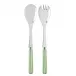 White Stripe Garden Green 2-Pc Salad Serving Set 10.25" (Fork, Spoon)