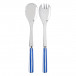 White Stripe Lapis Blue 2-Pc Salad Serving Set 10.25" (Fork, Spoon)