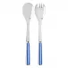 White Stripe Lapis Blue 2-Pc Salad Serving Set 10.25" (Fork, Spoon)