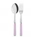 White Stripe Pink 2-Pc Serving Set 10.25" (Fork, Spoon)