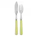 White Stripe Lime Fish Set 8.25" (Knife, Fork)