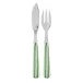 White Stripe Garden Green Fish Set 8.25" (Knife, Fork)