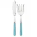 White Stripe Turquoise 2-Pc Fish Serving Set 11" (Knife, Fork)