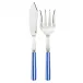 White Stripe Lapis Blue 2-Pc Fish Serving Set 11" (Knife, Fork)