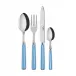 White Stripe Light Blue 4-Pc Setting (Dinner Knife, Dinner Fork, Soup Spoon, Teaspoon)