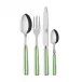 White Stripe Garden Green 4-Pc Setting (Dinner Knife, Dinner Fork, Soup Spoon, Teaspoon)