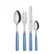 White Stripe Lapis Blue 4-Pc Setting (Dinner Knife, Dinner Fork, Soup Spoon, Teaspoon)