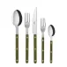 Bistrot Shiny Green Fern 5-Pc Setting (Dinner Knife, Dinner Fork, Soup Spoon, Salad Fork, Teaspoon)
