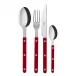 Bistrot Shiny Burgundy 4-Pc Setting (Dinner Knife, Dinner Fork, Soup Spoon, Teaspoon)