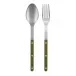 Bistrot Vintage Green Fern 2-Pc Serving Set 10.25" (Fork, Spoon)