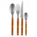 Bistrot Vintage Orange 4-Pc Setting (Dinner Knife, Dinner Fork, Soup Spoon, Teaspoon)