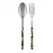 Bistrot Vintage Camouflage Green 2-Pc Serving Set 10.25" (Fork, Spoon)